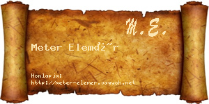 Meter Elemér névjegykártya